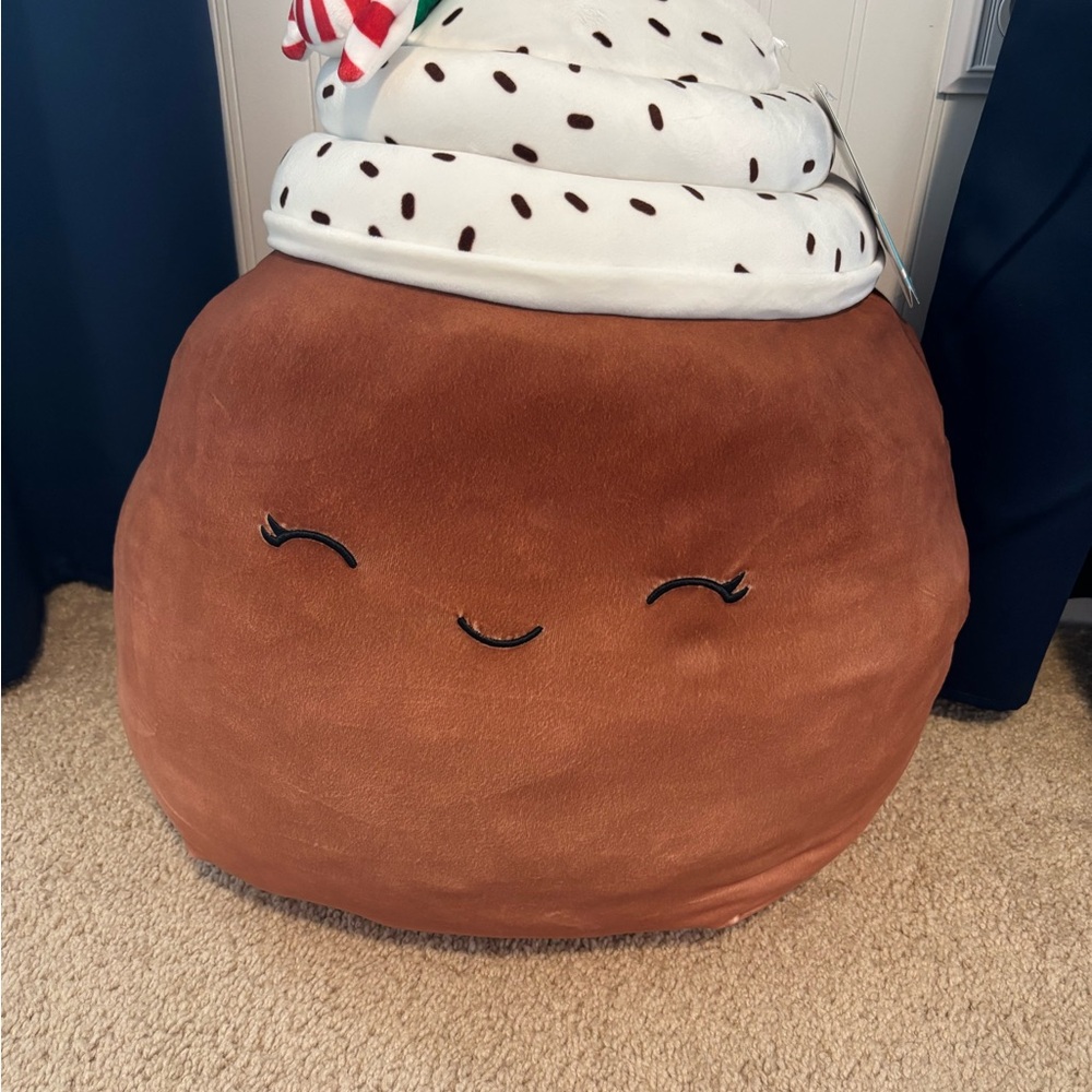 Squishmallows Brown and White Mocha Plush with Candy Cane